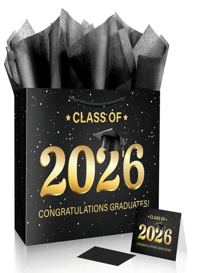 Linelglobal 2026 Graduation Gift Bag with Tissue Paper Large Congrat Grad 15.7" Black - Image 1