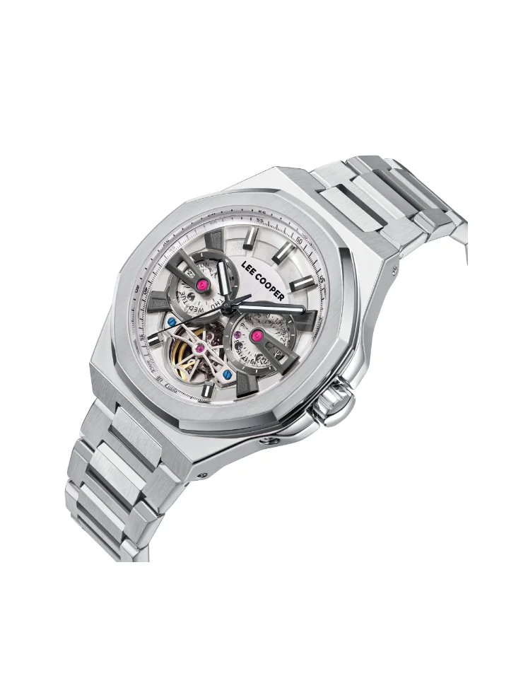 Lee Cooper Lee Cooper LC08124.330 Men's Automatic Display Watch & Metal Strap Silver