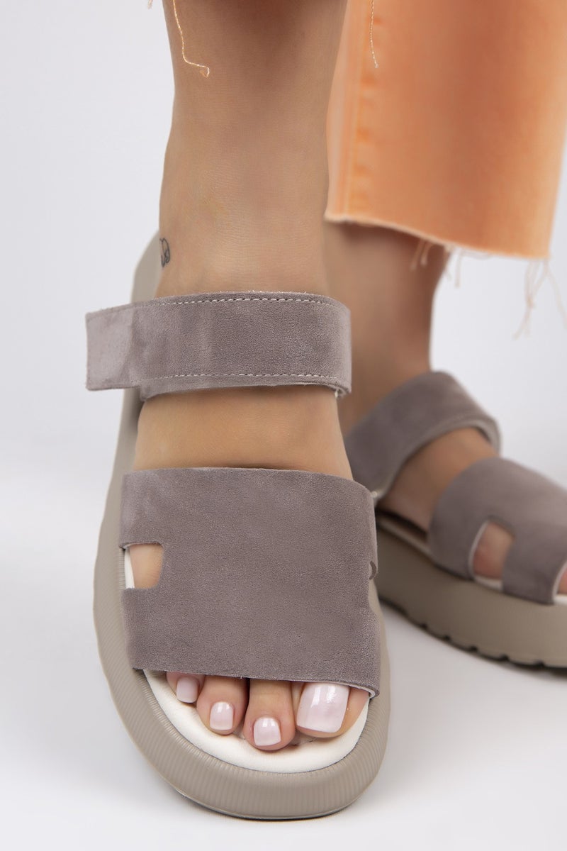Manijero Seina Women's Leather Velcro Slippers Mink Slippers - Image 4