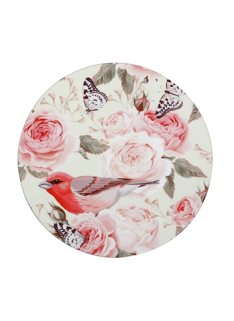 RF REINVENTION FACTORY Reinvention Factory Wooden MDF Coasters Set of 6 in Vintage RosesBird Design with Stand Multicolor  - Image 4