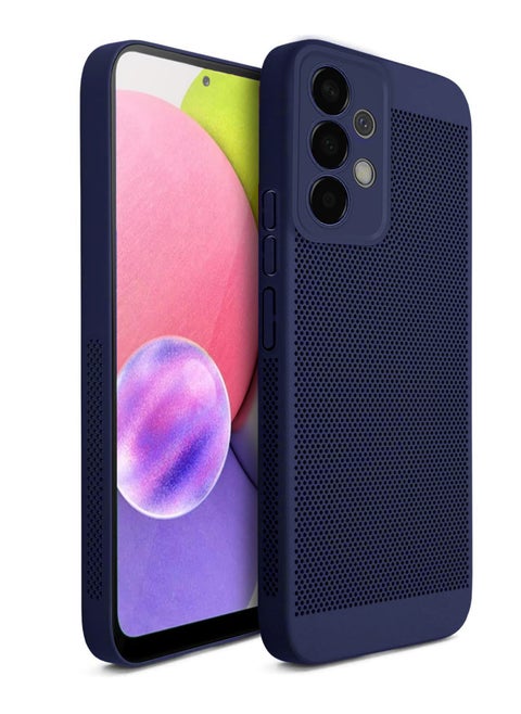 Heat Dissipation Case with Built in Camera Lens Protector Slim Fit Breathable Cooling Anti Fingerprint Hard PC Back Shockproof Cover For Samsung Galaxy A53 (Blue)