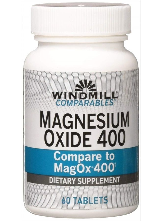 WINDMILL Natural Vitamins Magnesium Oxide 400 mg, Immune Support, Supports Muscle Recovery, Supports Healthy Heart, 60 Count, 30 Servings - Image 1