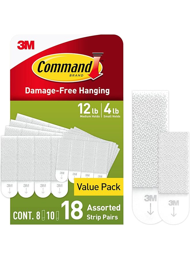Command Command picture hanging strips, 10 small pairs and 8 medium pairs in easy-to-open packaging ph203-18na, white - Image 1