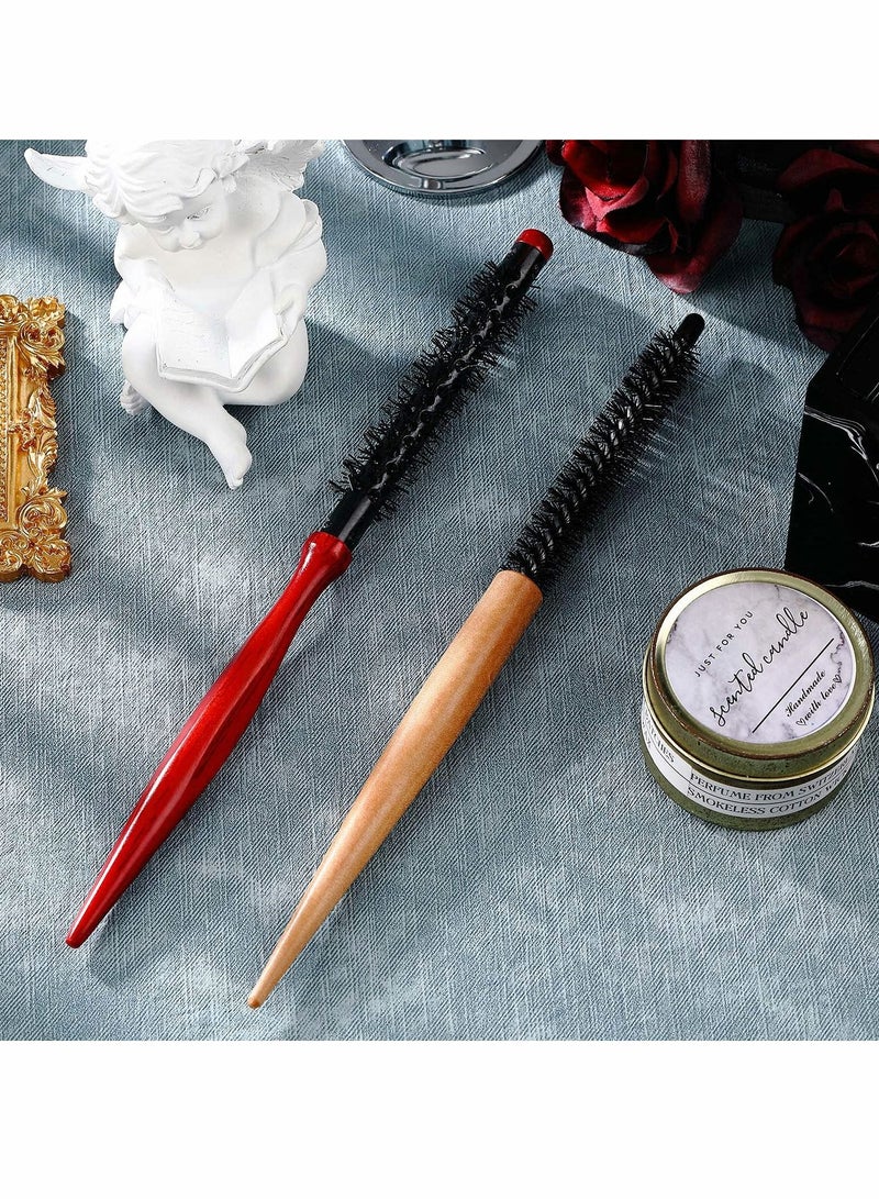 Y&D Small Round Hair Brush Mini Wood Roller Combs Nylon Bristles Brushes Hairdressing for Blow Drying Curly Styling Bangs Lifting Beard Care2 Pcs  - Image 5