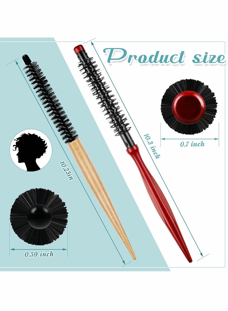 Y&D Small Round Hair Brush Mini Wood Roller Combs Nylon Bristles Brushes Hairdressing for Blow Drying Curly Styling Bangs Lifting Beard Care2 Pcs  - Image 4