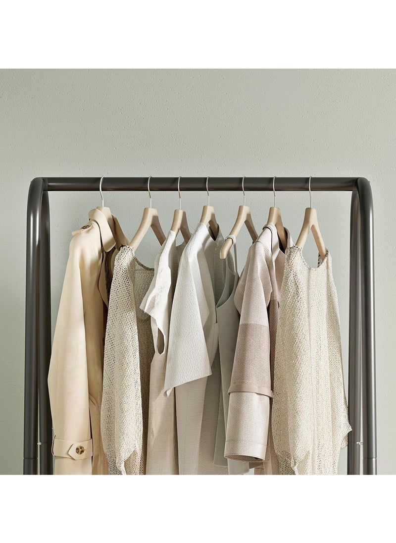 Taizz Ventures - Portable Metal Small Garment Rack, Sturdy Clothing Rack with Double Layer Shelf for Storing Clothes, Shoes, Suitable for Bedroom, Office, Living Room, 24.4 x 13.8 x 62Inches - Coffee - Image 1
