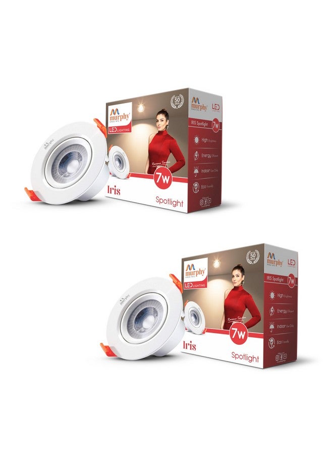 Murphy Aluminium 7W Iris Led Spot Round Panel Conceal Box Down Light(Pack Of 2, Natural White) - Image 1
