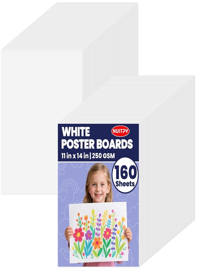 NUITPY 160 Sheets Poster Board, 11in x 14in White Poster Board, 250gsm Thickness Poster Paper, Poster Boards Paper Bulk for Craft, Drawing, DIY Project, Presentations, Display, Sign - Image 1
