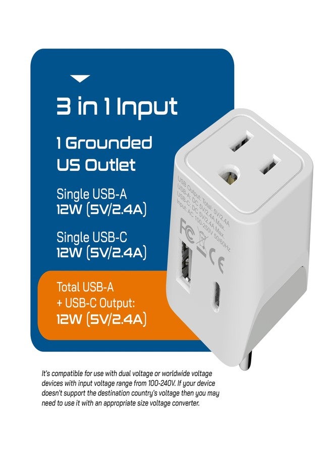 Ceptics Thailand Travel Adapter with Dual USB - Type O Ultra Compact US to Thailand Plug Adapter - 3 in 1 Safe Grounded - Ideal for Cell Phones, Laptops, Cameras, and More - Image 3