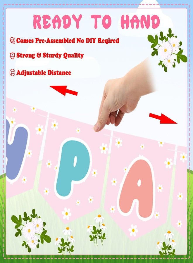 مارسبارك لافتة عيد ميلاد سعيد على شكل كلب أزرق مُعلق مسبقًا من Marspark مع زهور الأقحوان ومخالب ورسومات كرتونية بألوان قوس قزح ومستلزمات زينة حفلات عيد الميلاد بألوان الباستيل البوهيمية (أقحوان) - Image 3