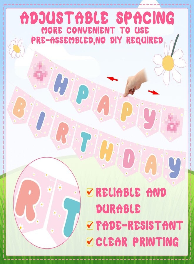 مارسبارك لافتة عيد ميلاد سعيد على شكل كلب أزرق مُعلق مسبقًا من Marspark مع زهور الأقحوان ومخالب ورسومات كرتونية بألوان قوس قزح ومستلزمات زينة حفلات عيد الميلاد بألوان الباستيل البوهيمية (أقحوان) - Image 4