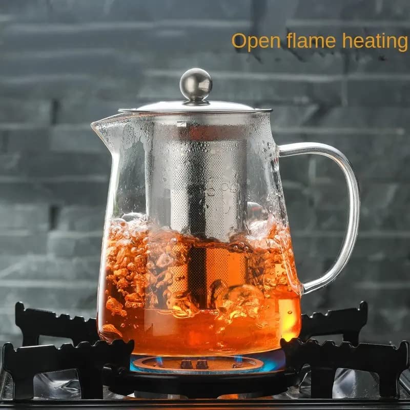 ZROY ENTERPRISE Borosilicate Glass Tea Pot with Heat Resistant Stainless Steel Infuser Perfect for Tea and Coffee Maker, Clear Glass Kettle (Round Kettle, 550 ml) - Image 5