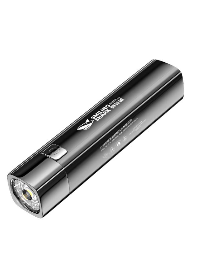 Loquat Smile Shark Mini Flashlight High Intensity Portable Outdoor Usb Rechargeable Handheld Torch For Hiking Home Lighting-Color:617a Black - Image 1