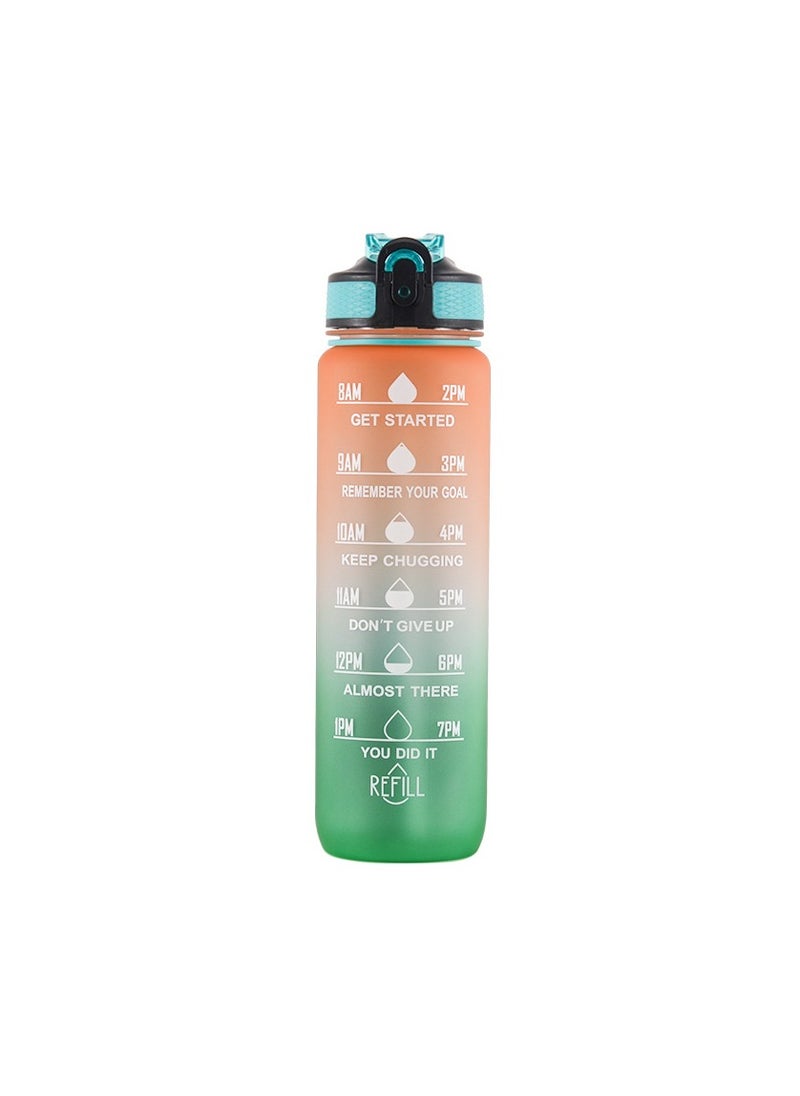 Cutie Cute 32 Oz Motivational Water Bottle with Time Marker Straw Leakproof Portable Reusable Fitness Sport 1L Water Bottle for Office Gym Workout  - Image 1