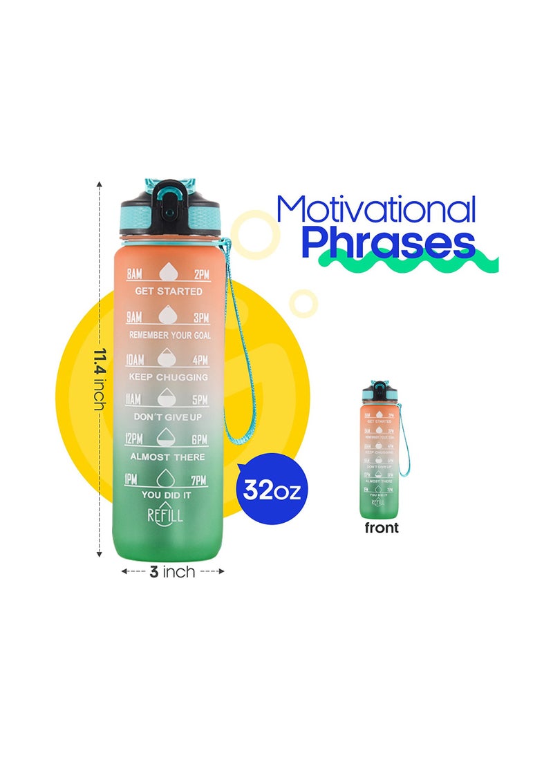 Cutie Cute 32 Oz Motivational Water Bottle with Time Marker Straw Leakproof Portable Reusable Fitness Sport 1L Water Bottle for Office Gym Workout  - Image 5