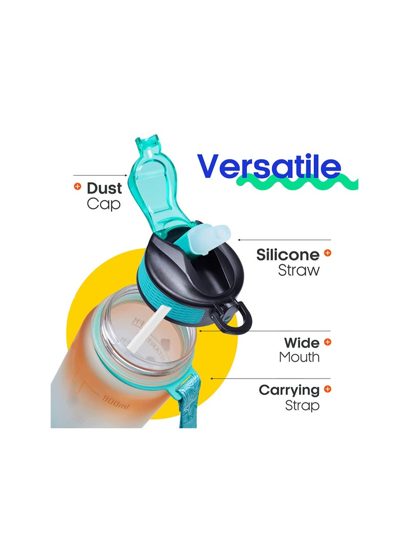 Cutie Cute 32 Oz Motivational Water Bottle with Time Marker Straw Leakproof Portable Reusable Fitness Sport 1L Water Bottle for Office Gym Workout  - Image 2