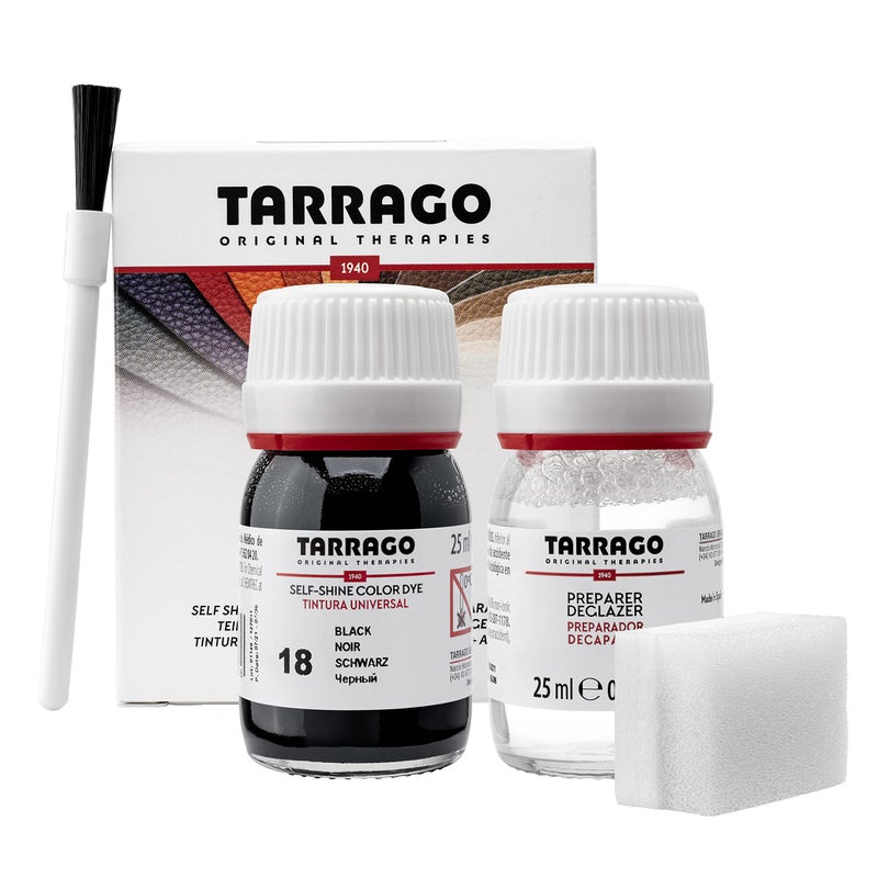 Tarrago Leather Dye Kit with Deglazer and Applicator - Restore & Recolor Shoes, Boots, Purses, Wallets, Jackets, and Furniture - Rich Pigment - 25mL - Black #18 - Image 1
