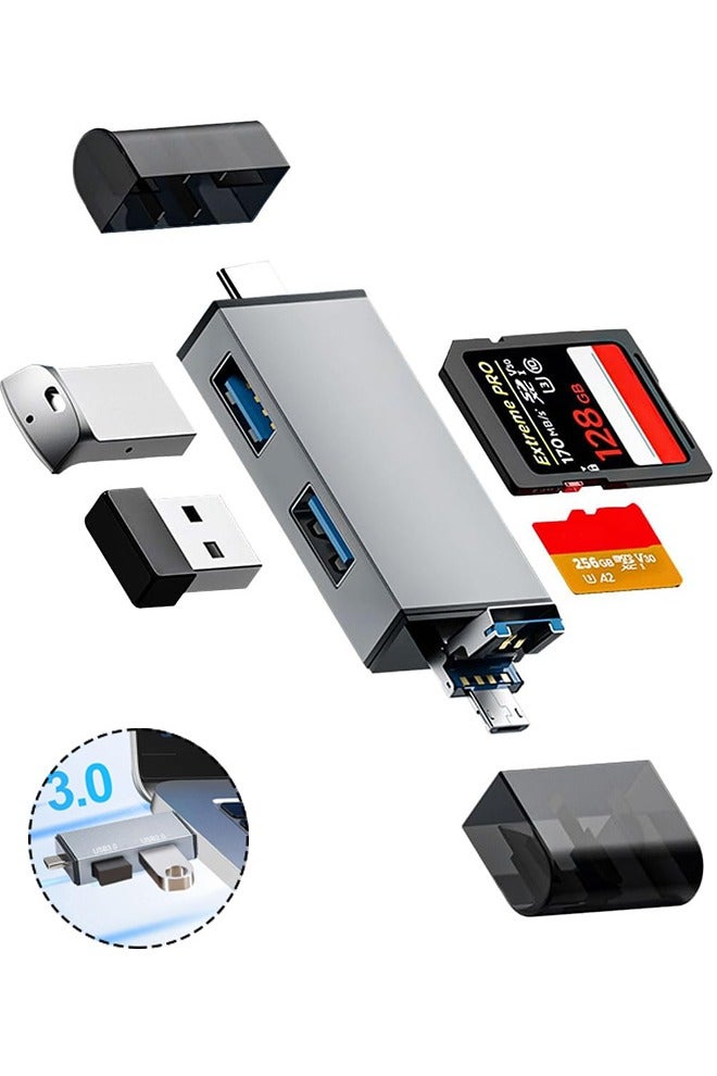 Gecomo Multi Card Reader, Reader Adapter, Multiport USB Hub with Data Transfer and Charging - Image 1