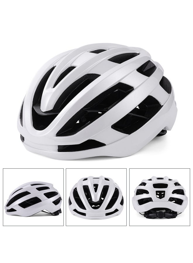Pearl White Men's And Women's Mountain Bike Road Bicycle Riding Helmet With Keel Design One-piece Safety
