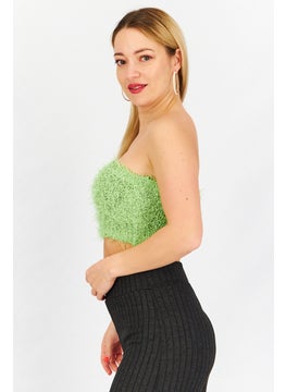 NA-KD Women Strapless Textured Tube Top, Light Green  - Image 2