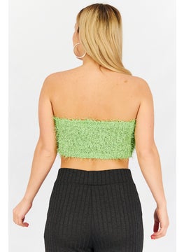 NA-KD Women Strapless Textured Tube Top, Light Green  - Image 4