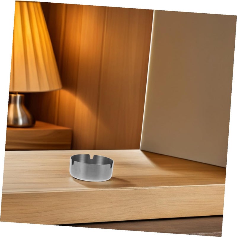 Stainless Steel Round Ashtray Set 2PCS 8cm Compact Cigarette Cigar Ash Holder - Image 5