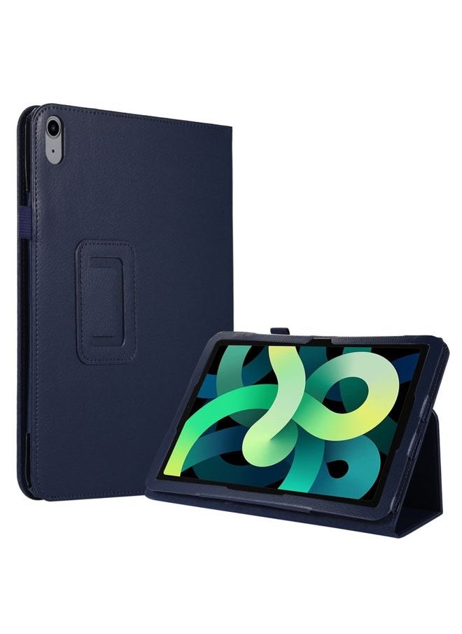 HuHa Case Cover For iPad 10th Gen 10.9 2022 Litchi Texture Leather Smart Tablet Case with Holder Dark Blue 