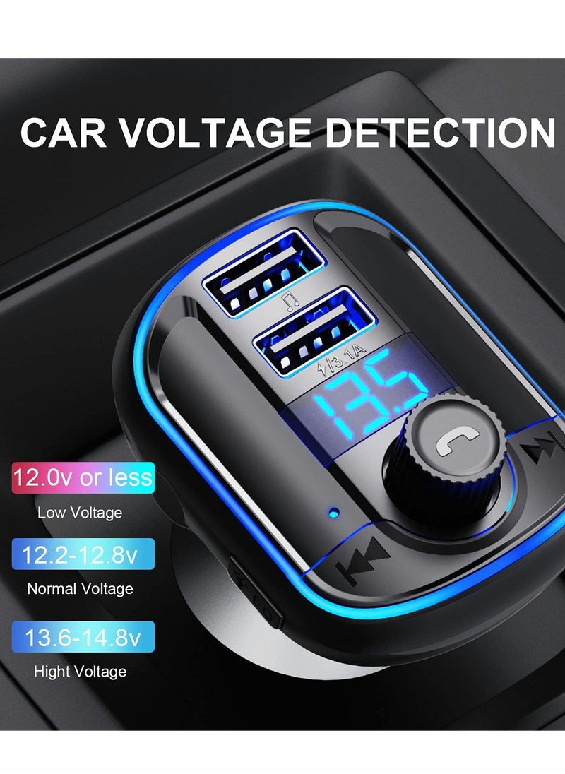 SYOSI Bluetooth FM Transmitter for Car CJX Bluetooth Car Charger Adapter MP3 Player Bluetooth 5.0 Radio Adapter Stereo Car Kit with LED Display  - Image 3