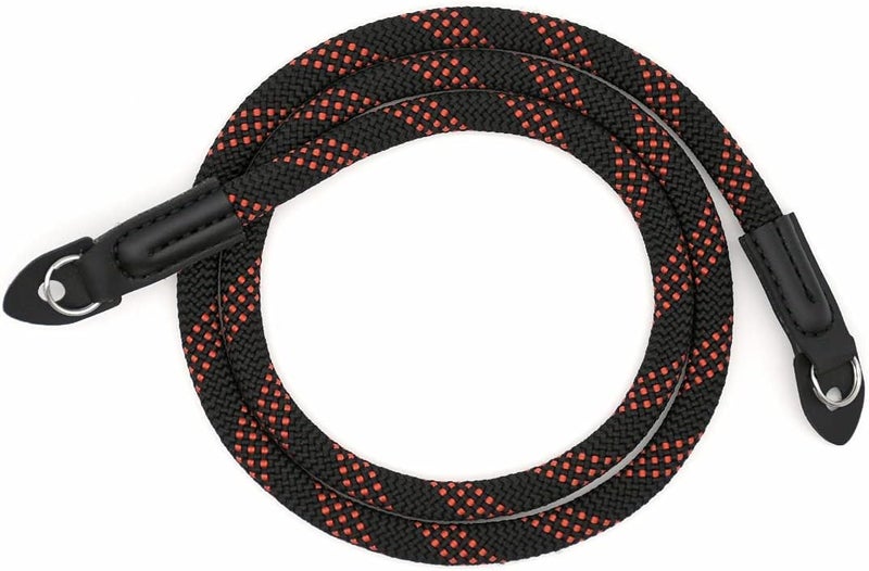 Eorefo Camera Strap Vintage 100cm Nylon Climbing Rope Camera Neck Shoulder Strap for Micro Single and DSLR Camera (Black/Red) - Image 2