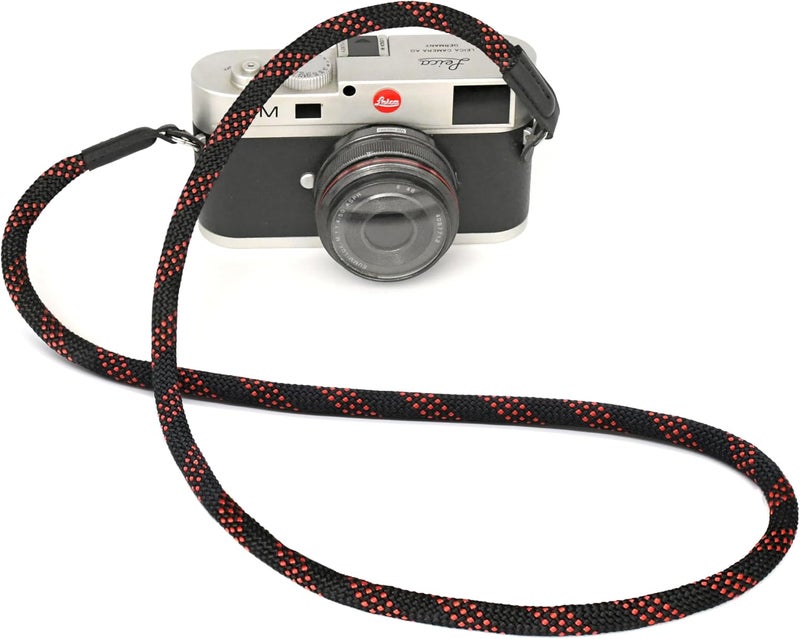Eorefo Camera Strap Vintage 100cm Nylon Climbing Rope Camera Neck Shoulder Strap for Micro Single and DSLR Camera (Black/Red) - Image 3