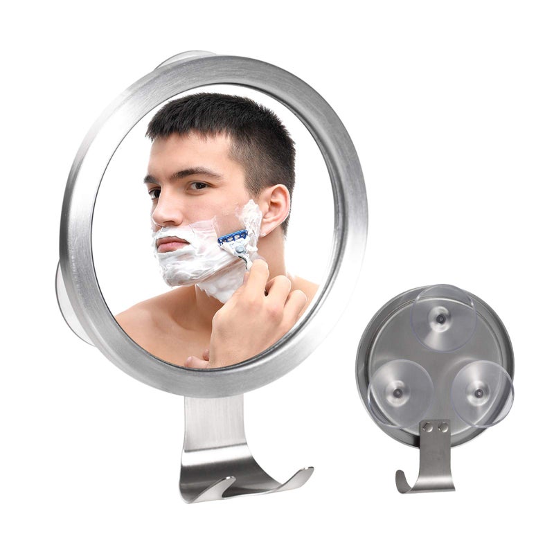 Fogless Shower MirrorFogless Shaving MirrorFog Free shaving mirror with 3 Strong Suction Cup and Razor HookAnti fog Shatterproof Small Mirror in Bathroom  15 x 15cm