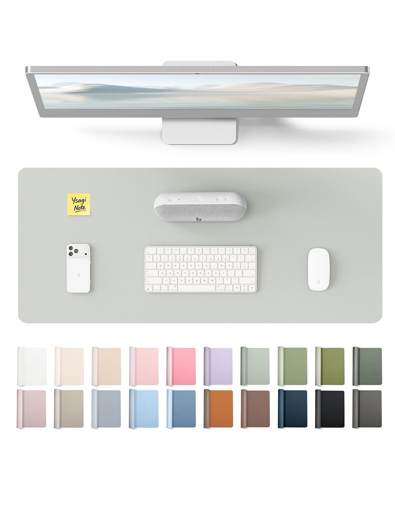 YSAGi Leather Desk Pad Protector, Office Desk Mat, Large Mouse Pad, Non-Slip PU Leather Desk Blotter, Laptop Desk Pad, Waterproof Desk Writing Pad for Office and Home (Light Grey, 23.6" x 13.8") - Image 1