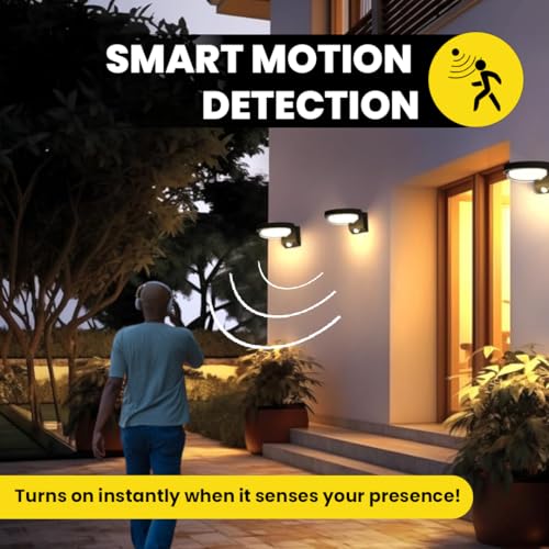 XERGY Metal, Glass Modern Black Outdoor Solar Wall Light with Motion Sensor, Wall Lanterns Lighting Waterproof for Driveway, Balcony Terrace, Yard - Image 3