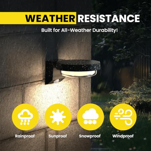 XERGY Metal, Glass Modern Black Outdoor Solar Wall Light with Motion Sensor, Wall Lanterns Lighting Waterproof for Driveway, Balcony Terrace, Yard - Image 5