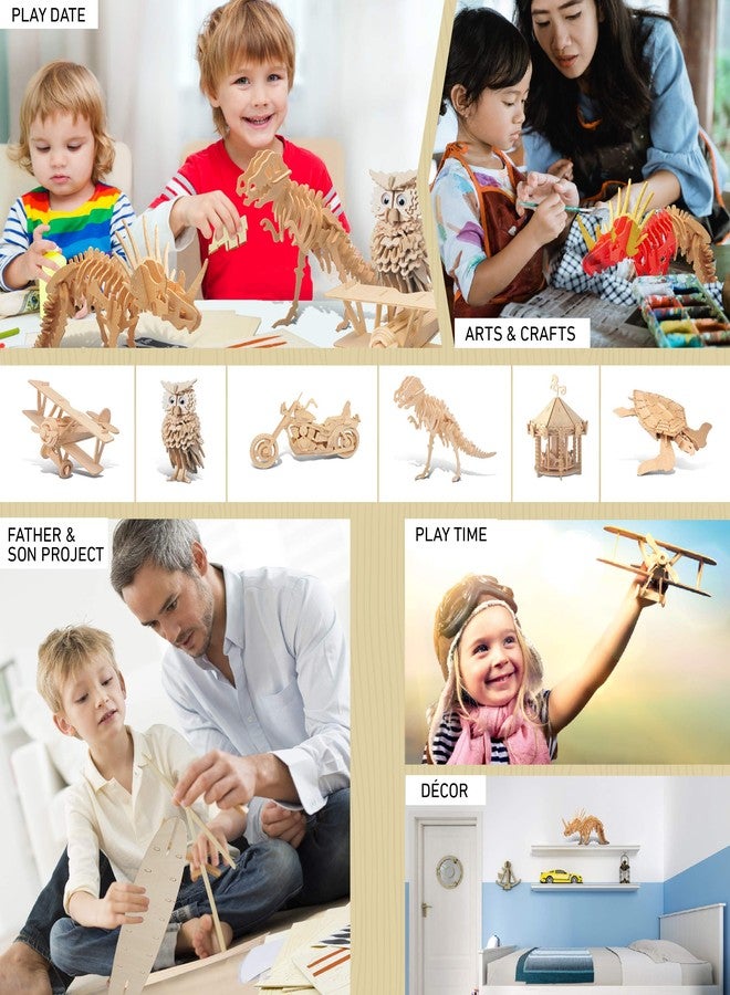 Puzzled 3D Puzzle Styracosaurus Dinosaur Wood Craft Construction Model Kit Educational DIY Wooden Dino Toy Assemble Model Unfinished Crafting Hobby Puzzle to Build & Paint for Decoration 41pc Pack - Image 5