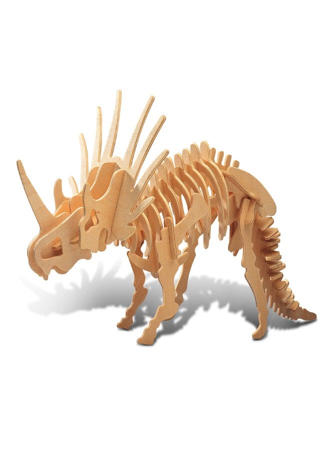 Puzzled 3D Puzzle Styracosaurus Dinosaur Wood Craft Construction Model Kit Educational DIY Wooden Dino Toy Assemble Model Unfinished Crafting Hobby Puzzle to Build & Paint for Decoration 41pc Pack - Image 1
