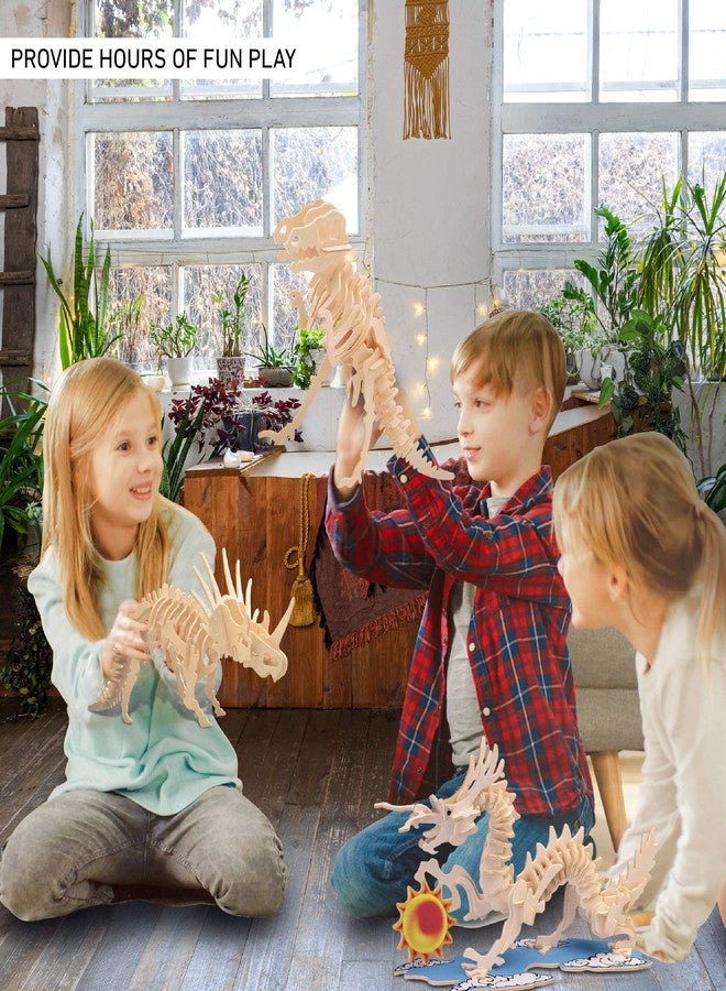 Puzzled 3D Puzzle Styracosaurus Dinosaur Wood Craft Construction Model Kit Educational DIY Wooden Dino Toy Assemble Model Unfinished Crafting Hobby Puzzle to Build & Paint for Decoration 41pc Pack - Image 4
