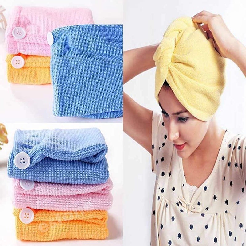 Immortal Hair Towel Wrap Absorbent Towel Hair Towel Hair-Drying Bathrobe Hair Warp Towel Microfiber Bath Towel Hair Dry Cap(Multicolor) (Pack of 3) - Image 1