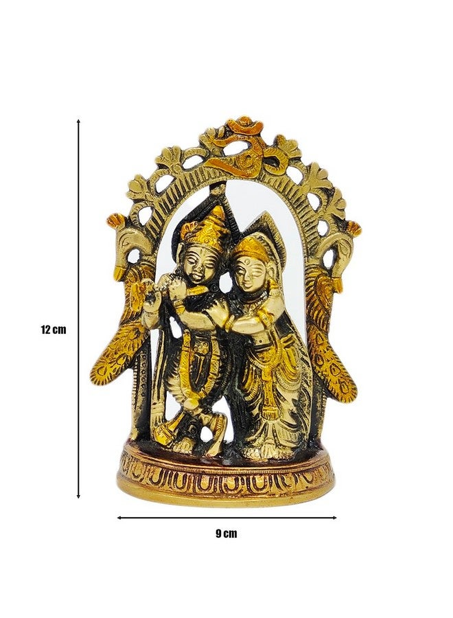 AFFINITY Peacock Design Radha Krishna Idol Showpiece with Diya for Puja and Home Decor, Metal, Gold (1 Piece) - Image 4