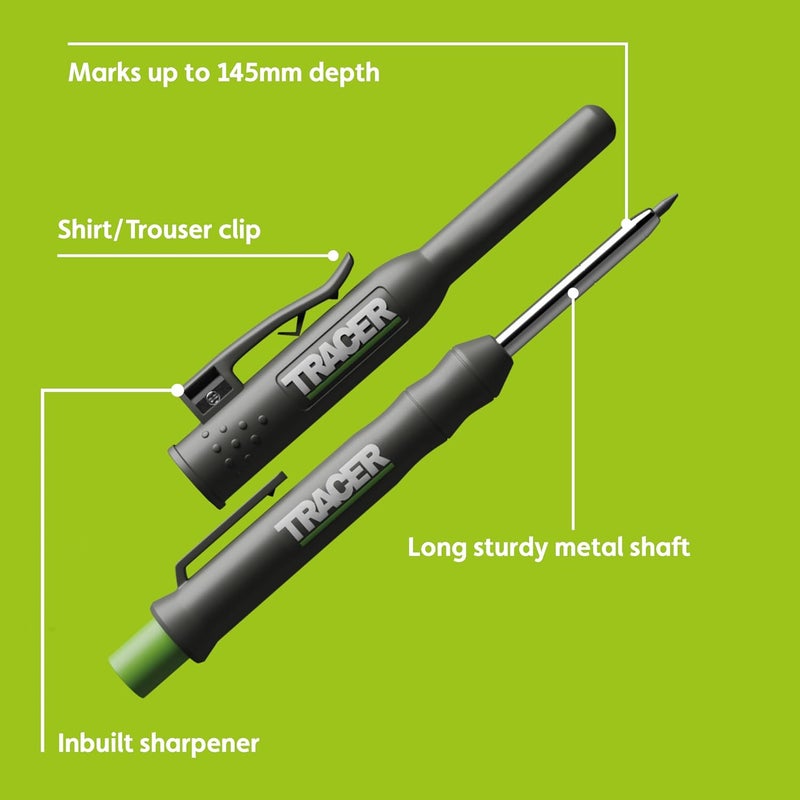 Tracer Mechanical Carpenter Pencils Set with Replacement Lead (6 Pack) - Construction Pencil with Site Holster - All In One Marking Kit for Carpenter Tools Contractor Pencils - AMK1 - Image 2