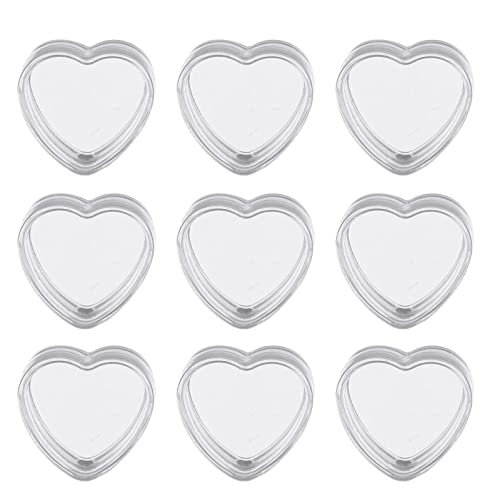 Qixivcom 60 Pcs 5g Empty Clear Cream Box Jars Heart Shaped Pot Jars Refillable Plastic Cream Jar Cosmetic Container Makeup Sample Trial Case Storage with Lid for Lip Blam Lotion Eyeshadow Nails Powder - Image 1
