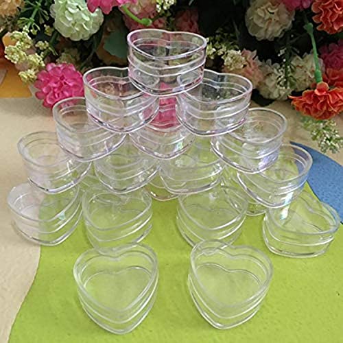 Qixivcom 60 Pcs 5g Empty Clear Cream Box Jars Heart Shaped Pot Jars Refillable Plastic Cream Jar Cosmetic Container Makeup Sample Trial Case Storage with Lid for Lip Blam Lotion Eyeshadow Nails Powder - Image 4