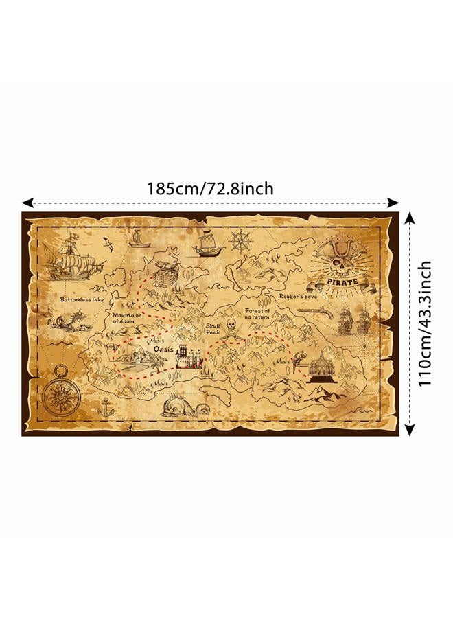 Blulu halloween Pirate treasure map backdrop pirate theme background Jewelry Map Banner Photography for halloween Party Decoration Carnival Birthday - Image 2