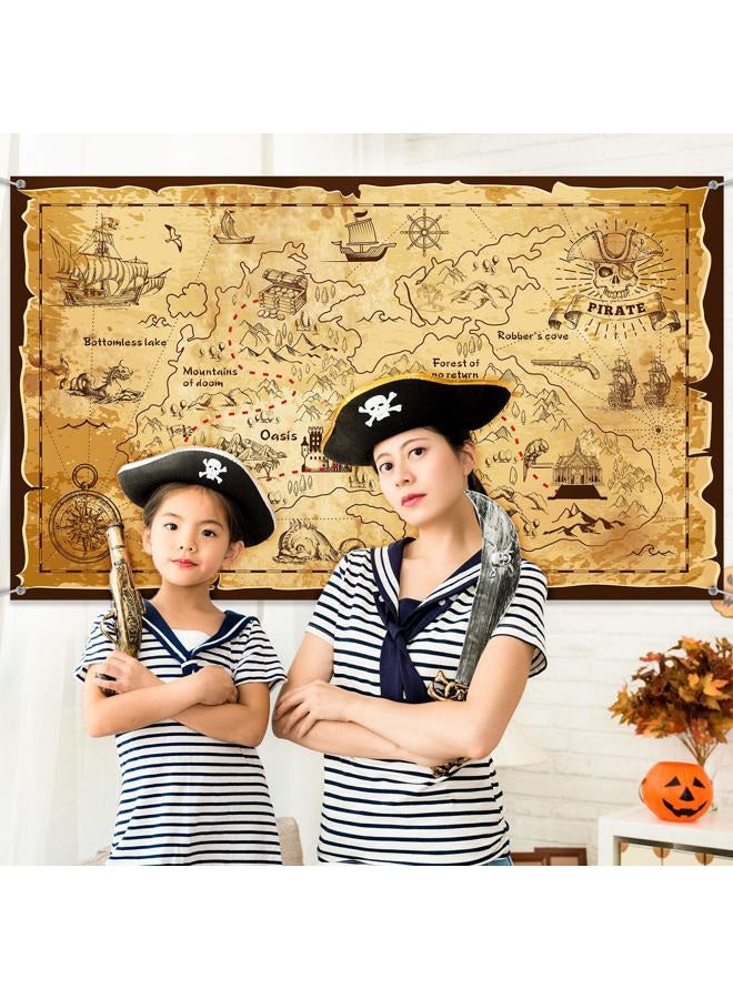 Blulu halloween Pirate treasure map backdrop pirate theme background Jewelry Map Banner Photography for halloween Party Decoration Carnival Birthday - Image 4