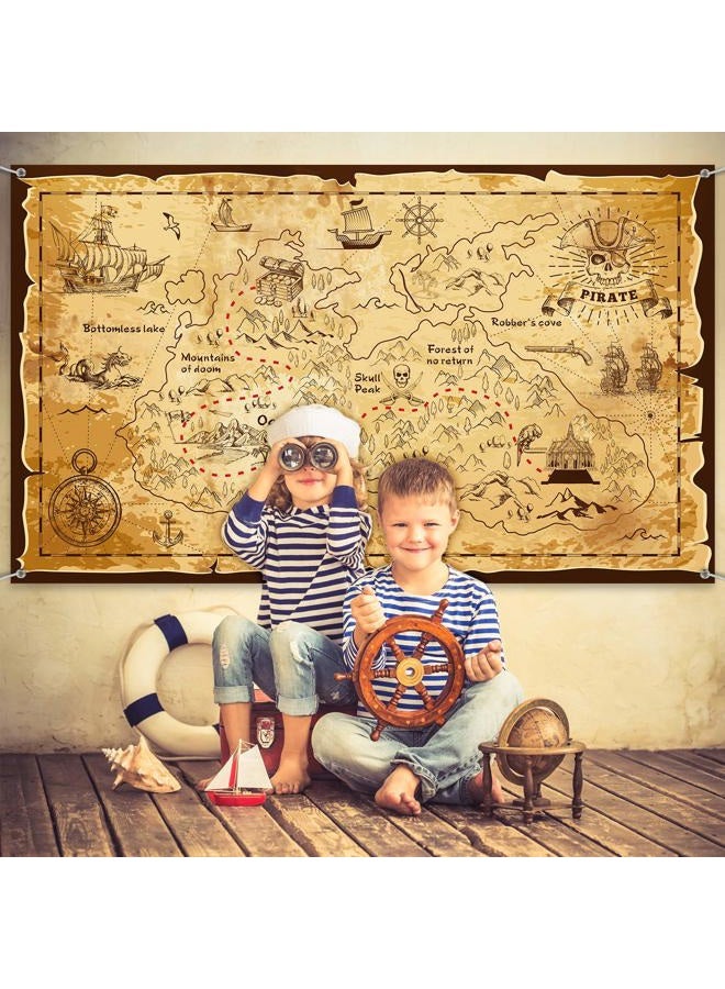 Blulu halloween Pirate treasure map backdrop pirate theme background Jewelry Map Banner Photography for halloween Party Decoration Carnival Birthday - Image 5