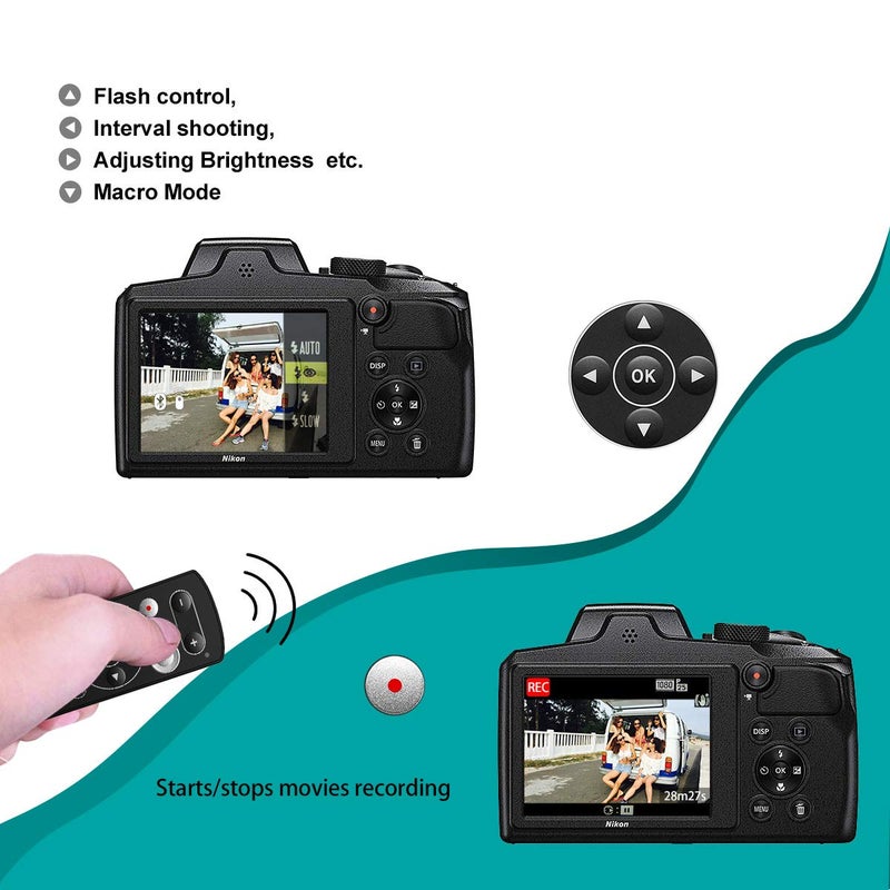 AODELAN جهاز تحكم عن بعد لاسلكي لإطلاق غالق الكاميرا AODELAN لنظام نيكون COOLPIX P1000 P950 B600 A1000 Z50 Z30 Z fc، بديل نيكون ML-L7 - Image 2