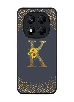 Stylizedd For Xiaomi Redmi Note 14 Pro 4G 4G Case,Slim fit Camera Protection, Shockproof Thin Phone cover  - Custom Floral Monogram - K  (Grey )  - Image 1