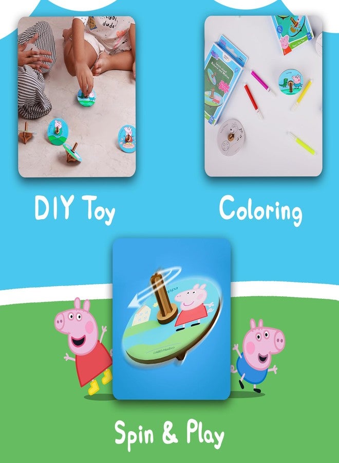 ThinkerPlace Peppa Pig Spinning Tops with Interactive Learning | Toys for 3, 4, 5+ Year Boys & Girls | DIY Educational Toy for Kids | Birthday & Return Gifts | Lattu Buguri Bomgaram Toy | 4 Packs - Image 2