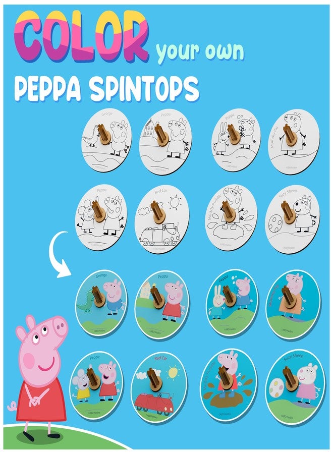 ThinkerPlace Peppa Pig Spinning Tops with Interactive Learning | Toys for 3, 4, 5+ Year Boys & Girls | DIY Educational Toy for Kids | Birthday & Return Gifts | Lattu Buguri Bomgaram Toy | 4 Packs - Image 3