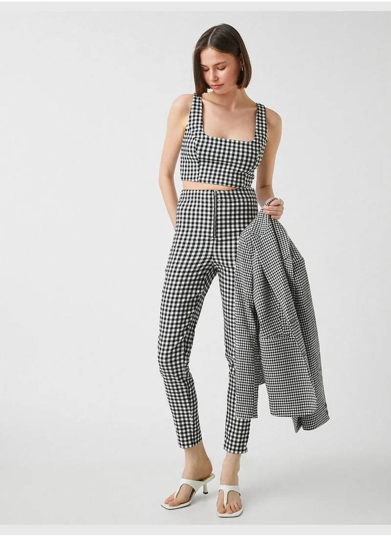 كوتون U Neck Check Tank Top